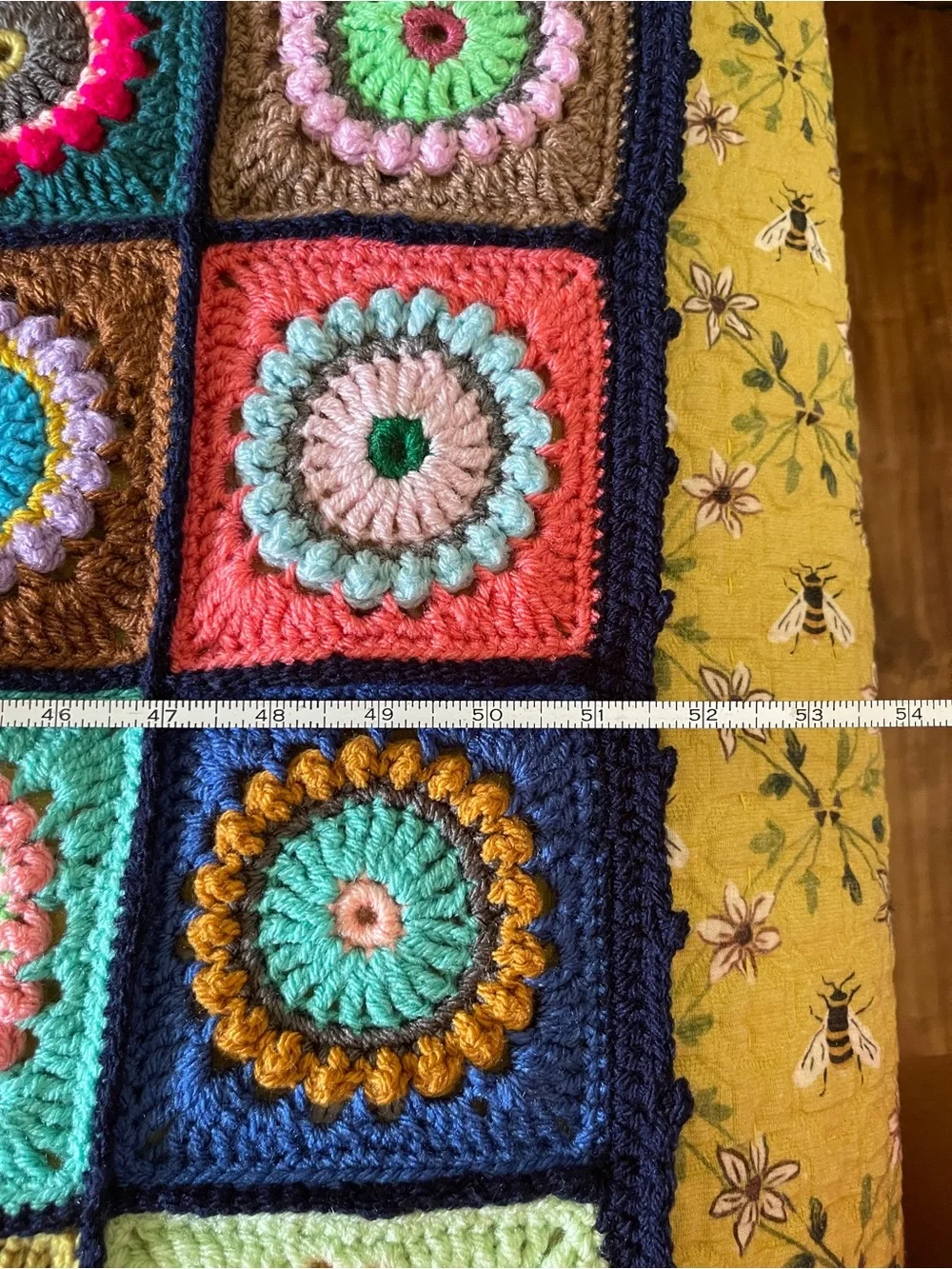 Handmade Granny Square Throw Blanket, Multicolor, Acrylic, 42” x 51.5”